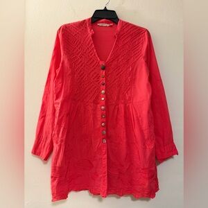Soft Surroundings Embroidered Long Sleeve Tunic Blouse